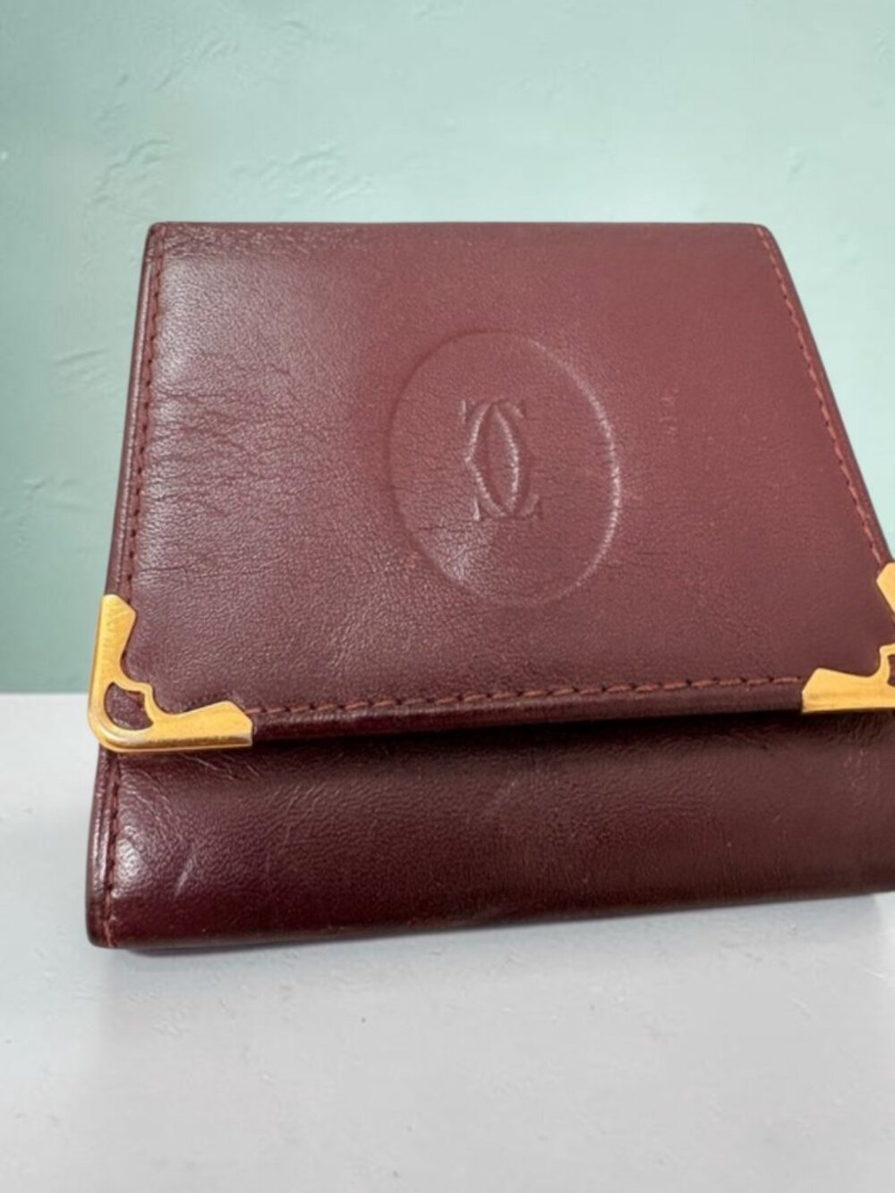 Cartier Burgundy Leather Coin Wallet - Picture 2 of 4